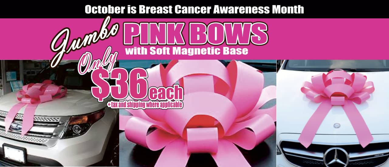 Pink Breast Cancer Awareness Giant Car Bow